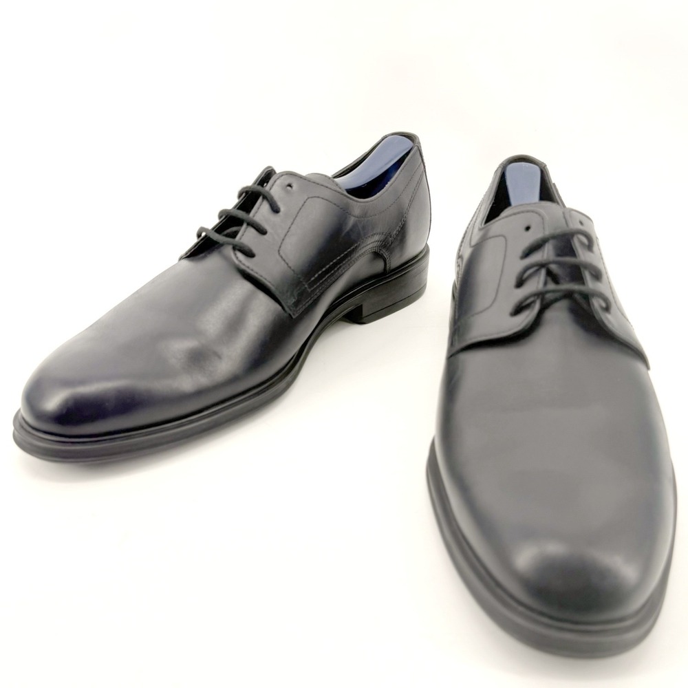 Mephisto Derby Shoes Mens 9.5 Black Leather Air-Jet Plain Toe Dress Goodyear Sol - Picture 2 of 9